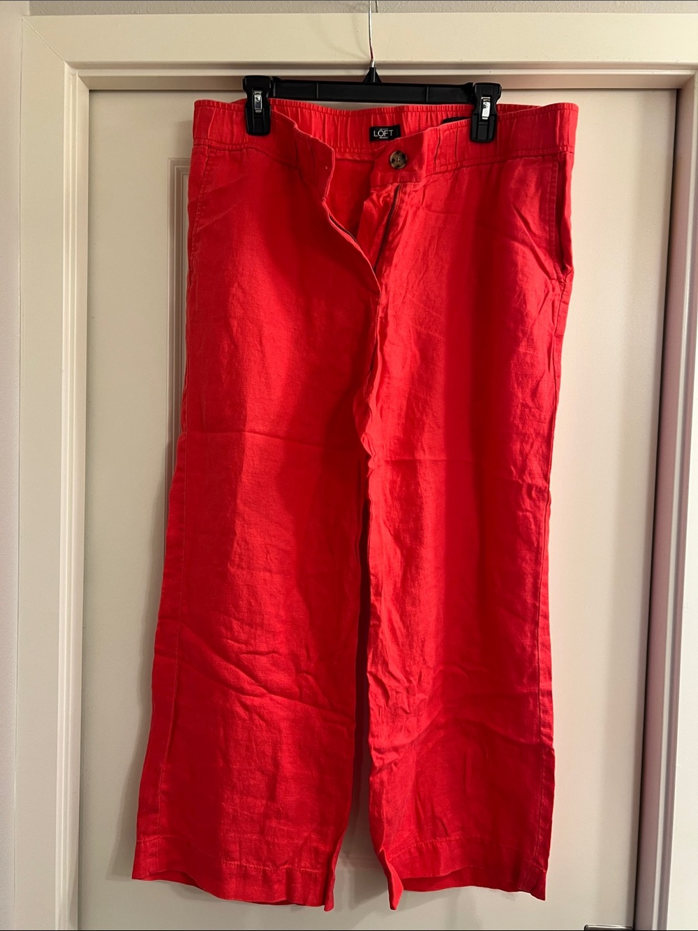 LOFT Bright Red Linen-Blend Chinos